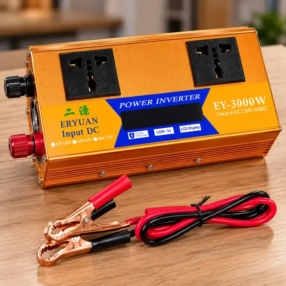 Перетворювач напруги Eryuan EY-3000W 12В-220В / Інвертор з LCD-дисплеєм та USB 3000 Вт