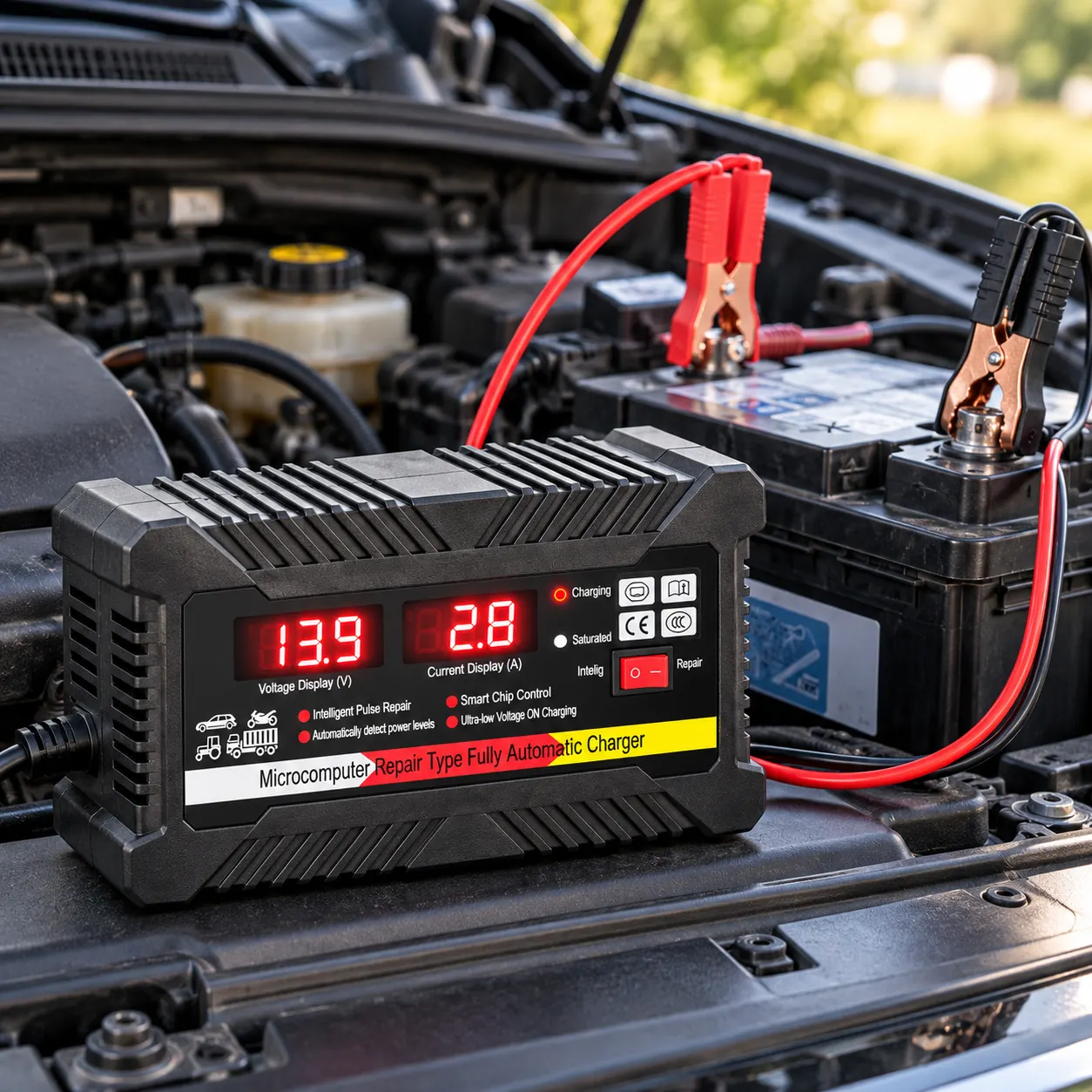 Автомобільний перетворювач напруги YQ-300WF 12/24 В – 220 В, 200 Вт, 3 USB+Type-C з цифровим дисплеєм