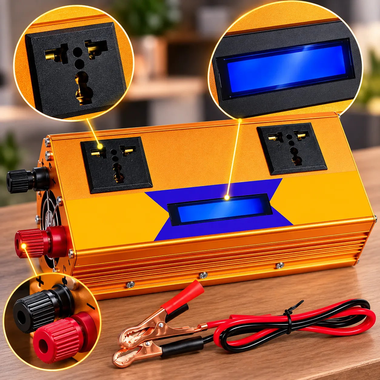 Перетворювач напруги Eryuan EY-3000W 12В-220В / Інвертор з LCD-дисплеєм та USB 3000 Вт