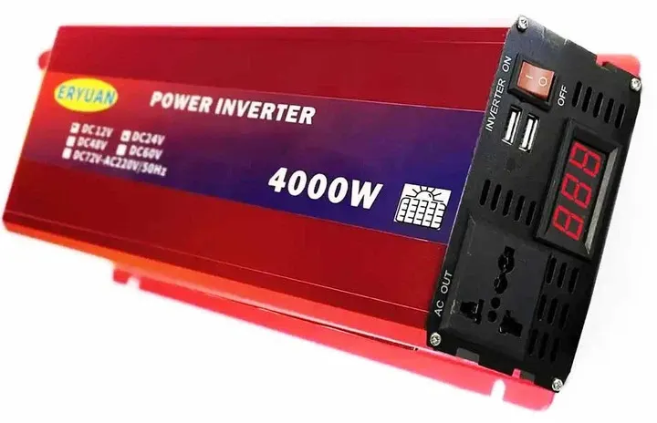 Автомобільний інвертор перетворювач 4000W з LED-екраном розеткою та USB роз'ємом